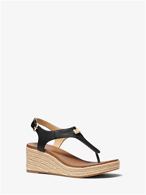 michael michael kors laney saffiano leather espadrille wedge sandal|Laney Saffiano Leather Espadrille Wedge Sandal .